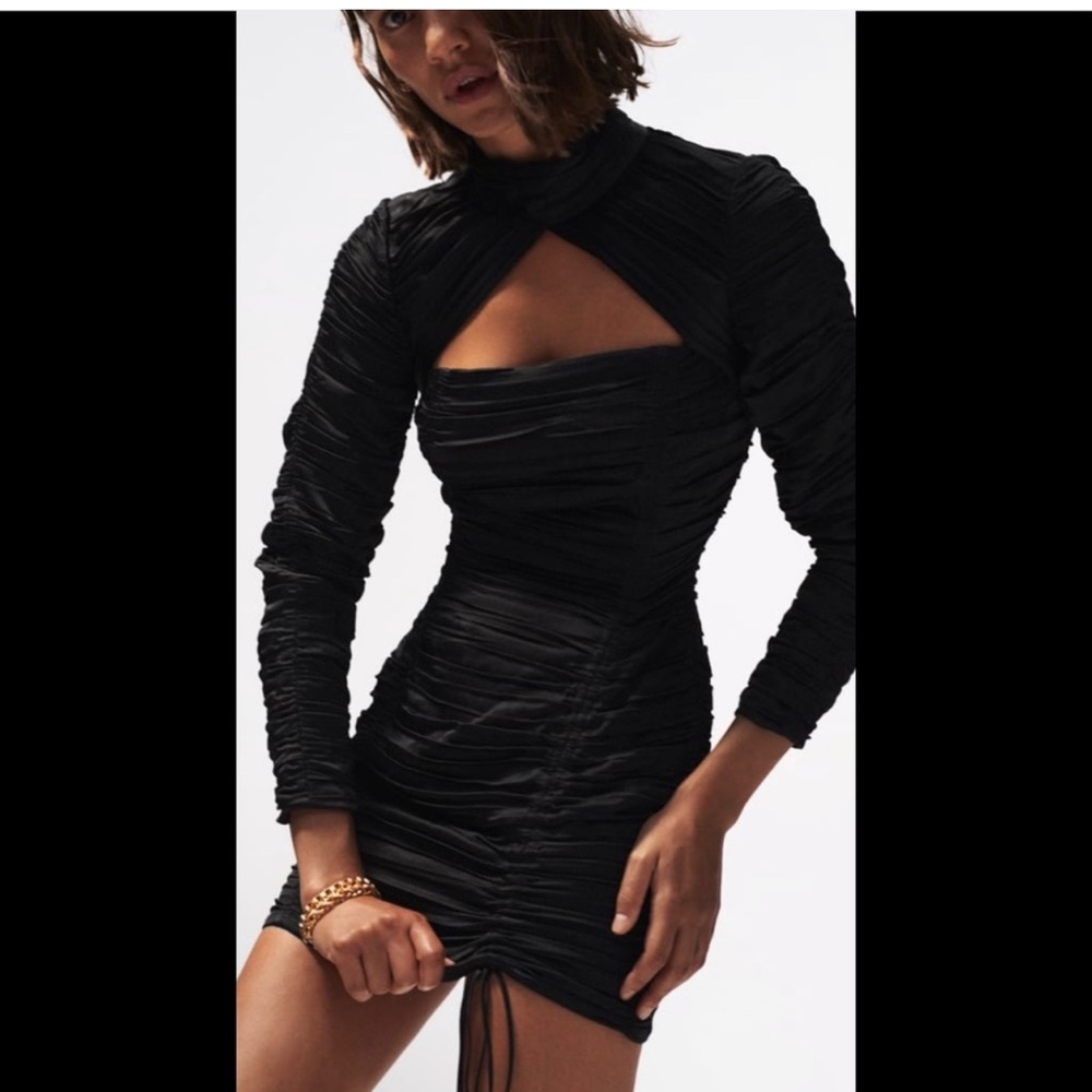 Zara Limited Edition Satin Effect Black Mini Dress